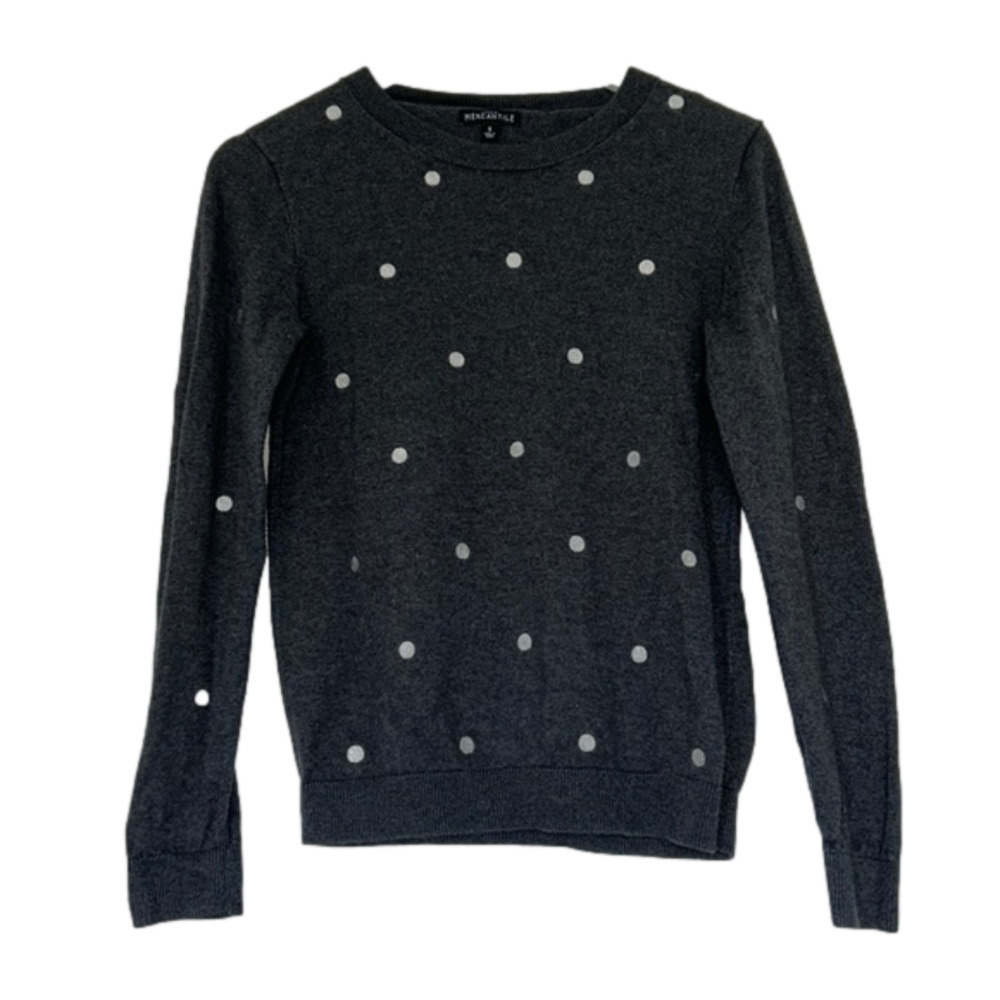 J. Crew Factory Gray Polka Dot Teddie Sweater, Small